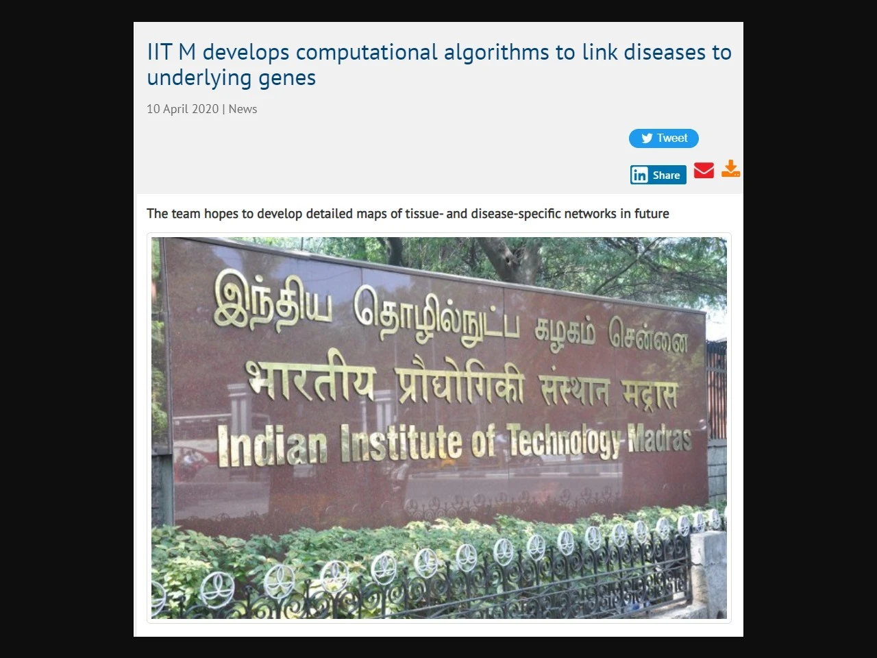 IIT M develops computational algorithms to link diseases to underlying genes