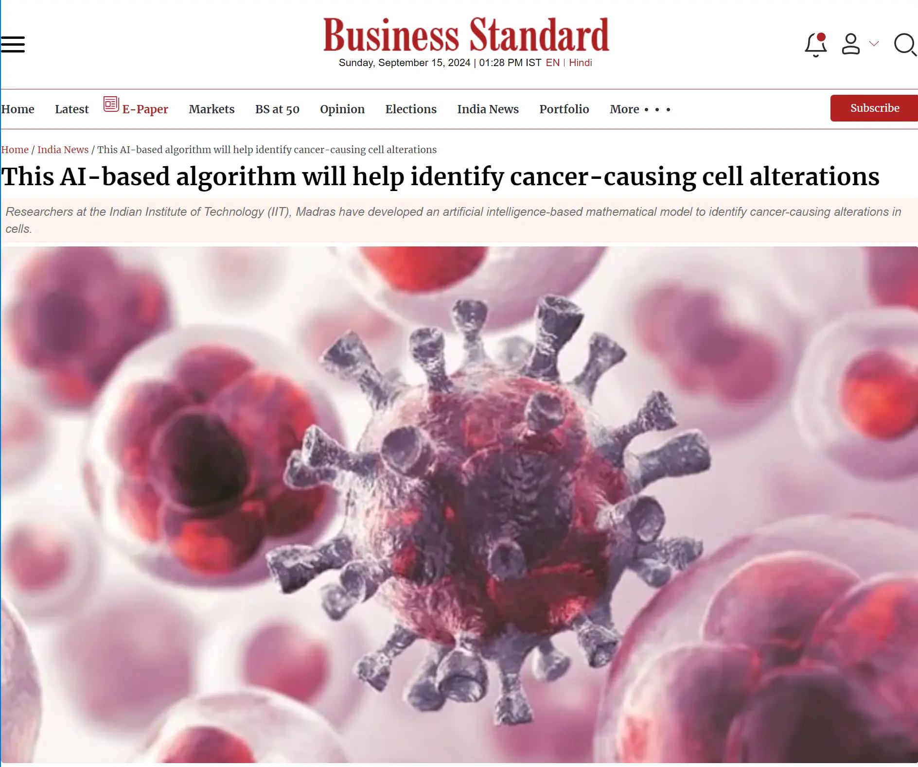 This AI-based algorithm will help identify cancer-causing cell alterations