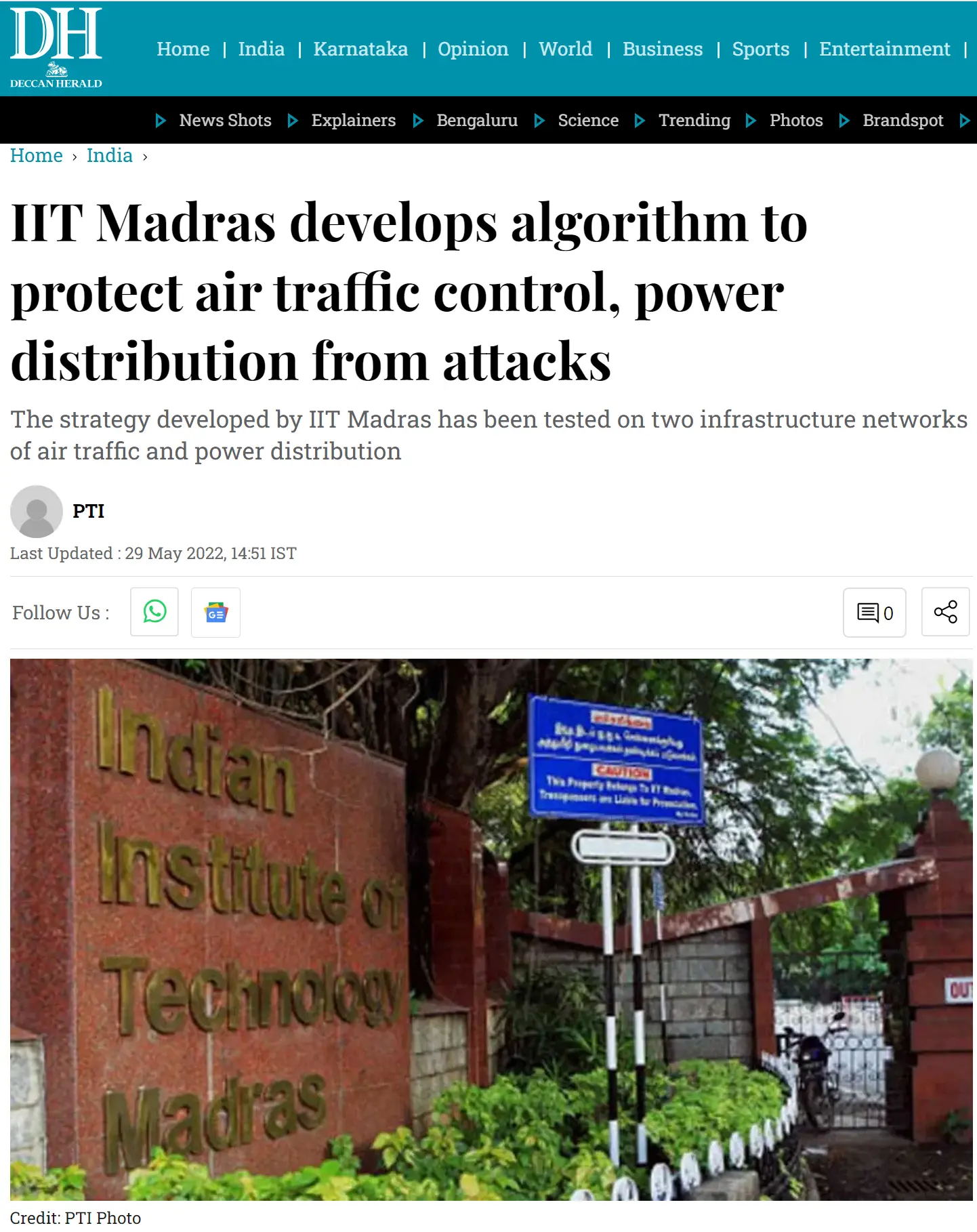 IIT Madras develops algorithm to protect air traffic control, power distribution from attacks