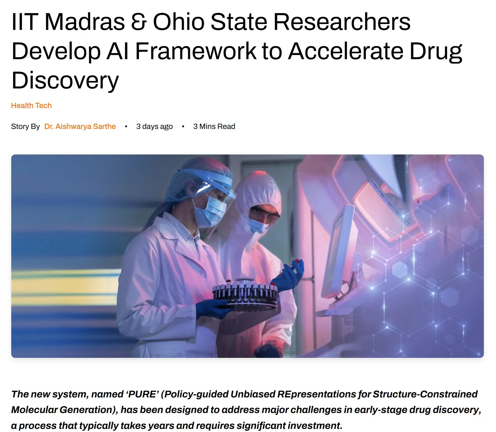 IIT Madras & Ohio State Researchers Develop AI Framework to Accelerate Drug Discovery