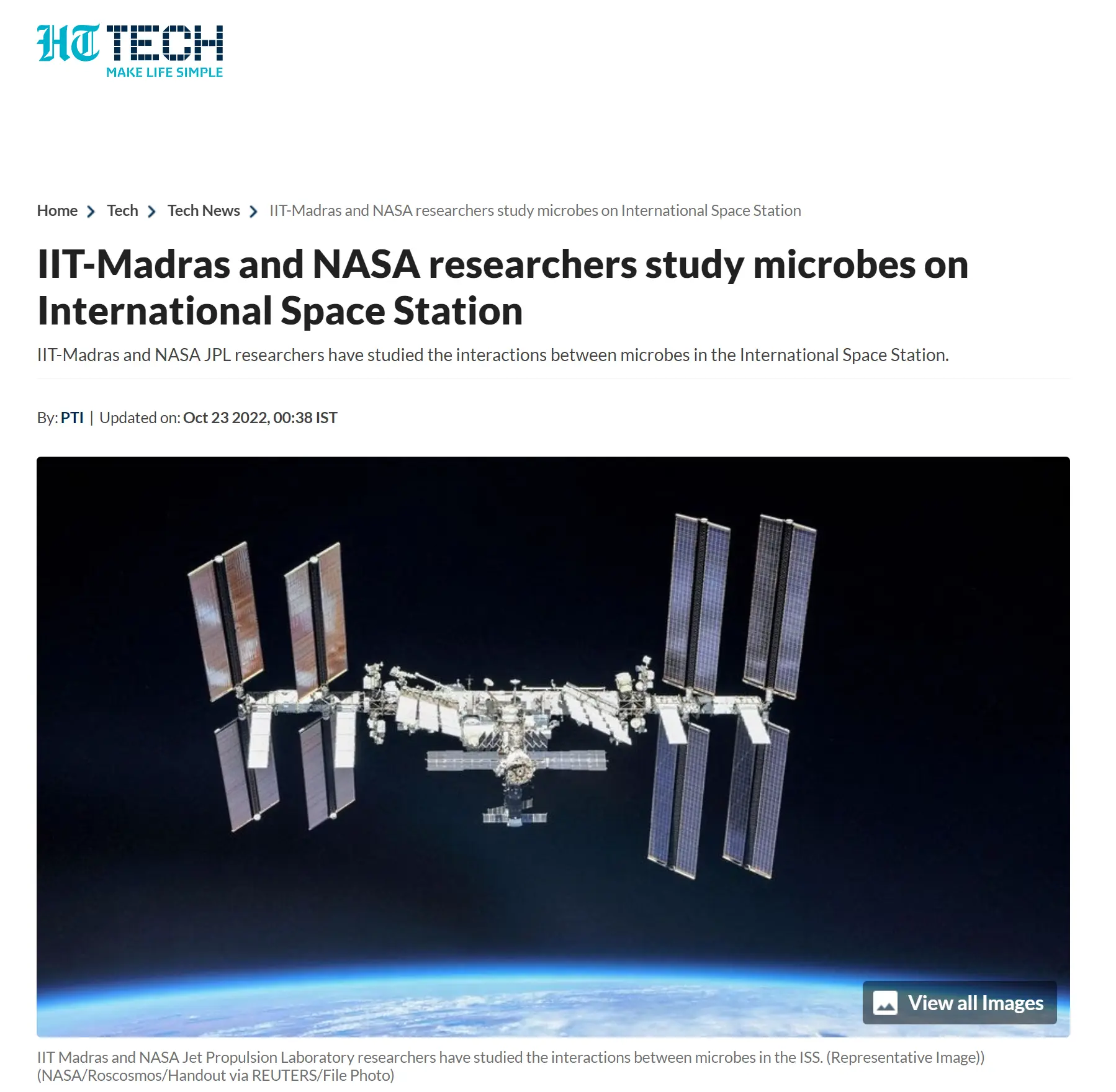 IIT-Madras and NASA researchers study microbes on International Space Station