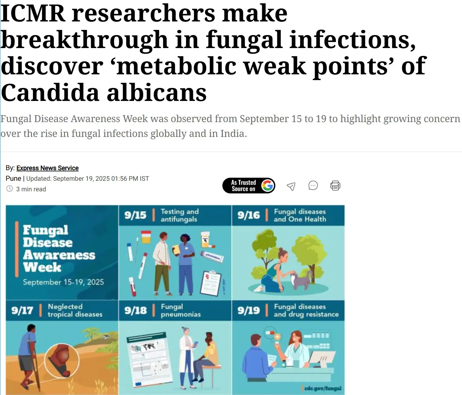 ICMR researchers make breakthrough in fungal infections, discover ‘metabolic weak points’ of Candida albicans