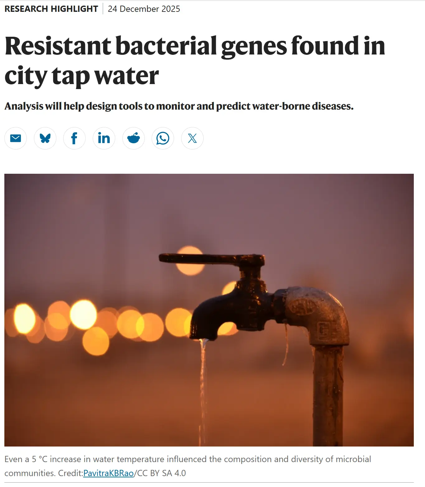 Resistant bacterial genes found in city tap water