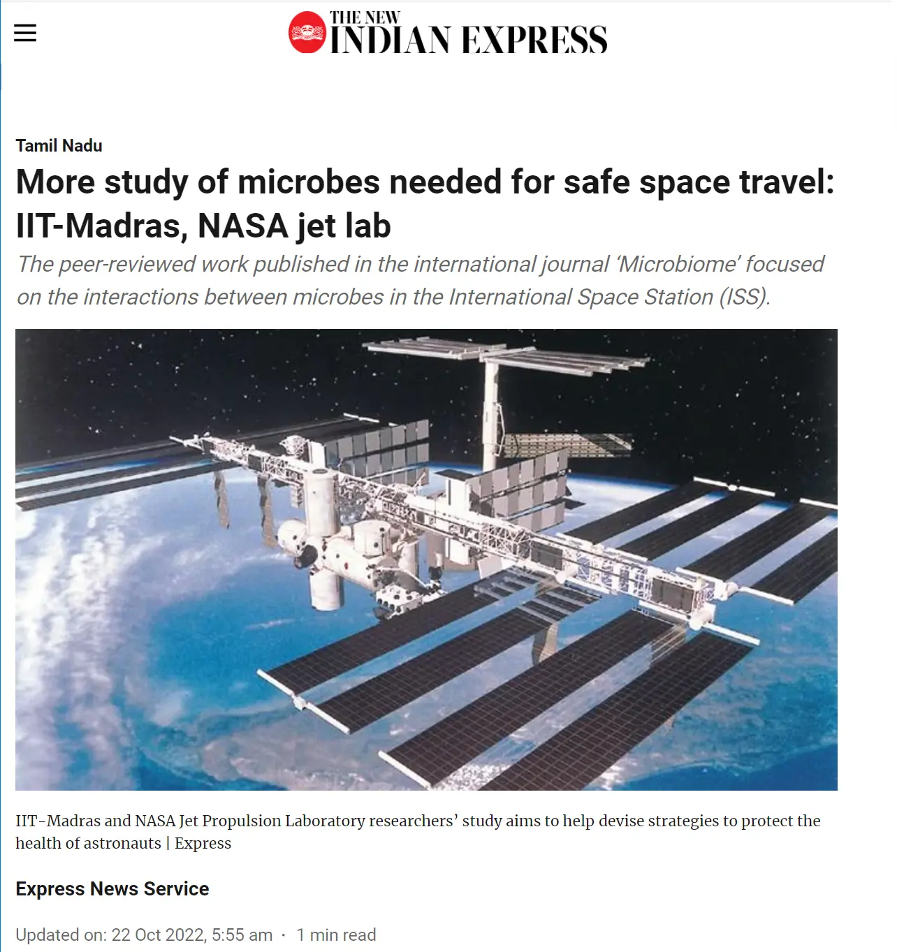 More study of microbes needed for safe space travel: IIT-Madras, NASA jet lab