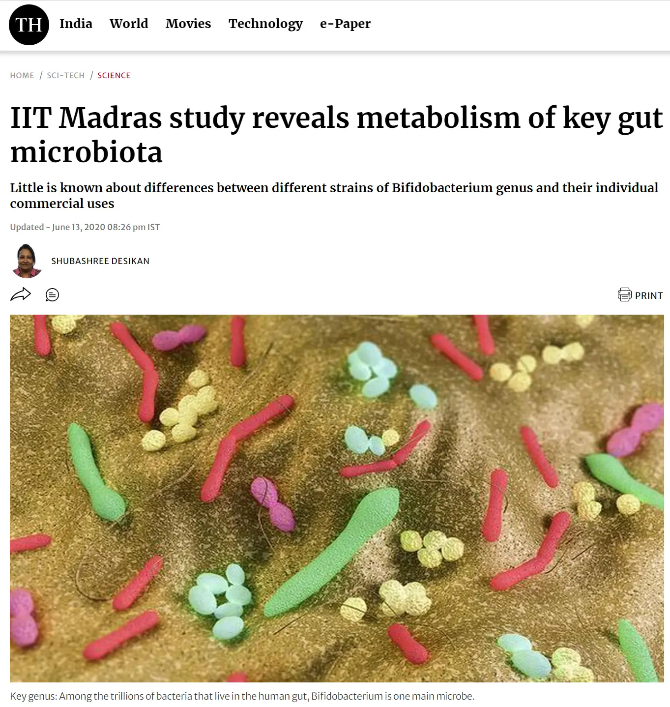 IIT Madras study reveals metabolism of key gut microbiota