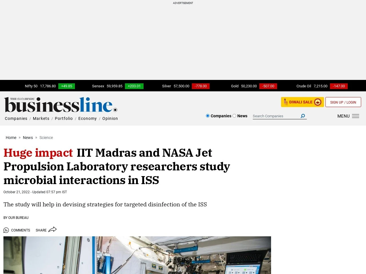 IIT Madras and NASA Jet Propulsion Laboratory researchers study microbial interactions in ISS