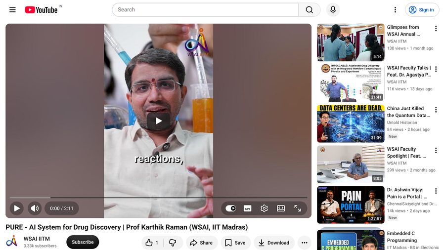 PURE - AI System for Drug Discovery | Prof Karthik Raman (WSAI, IIT Madras)