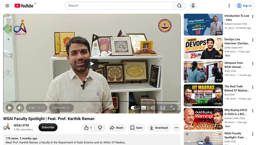 WSAI Faculty Spotlight | Feat. Prof. Karthik Raman